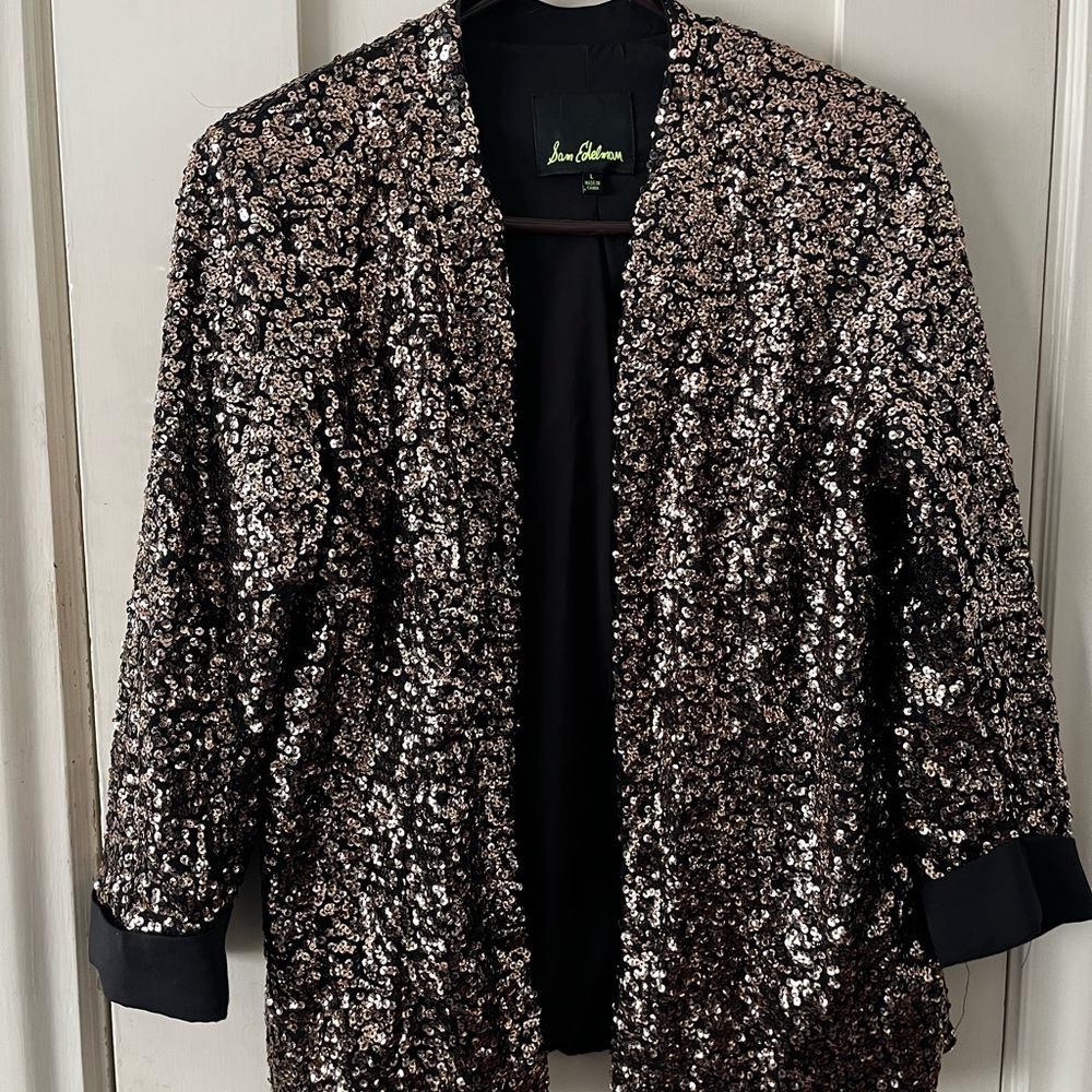 Sam Edelman Black and Gold Sequin Jacket